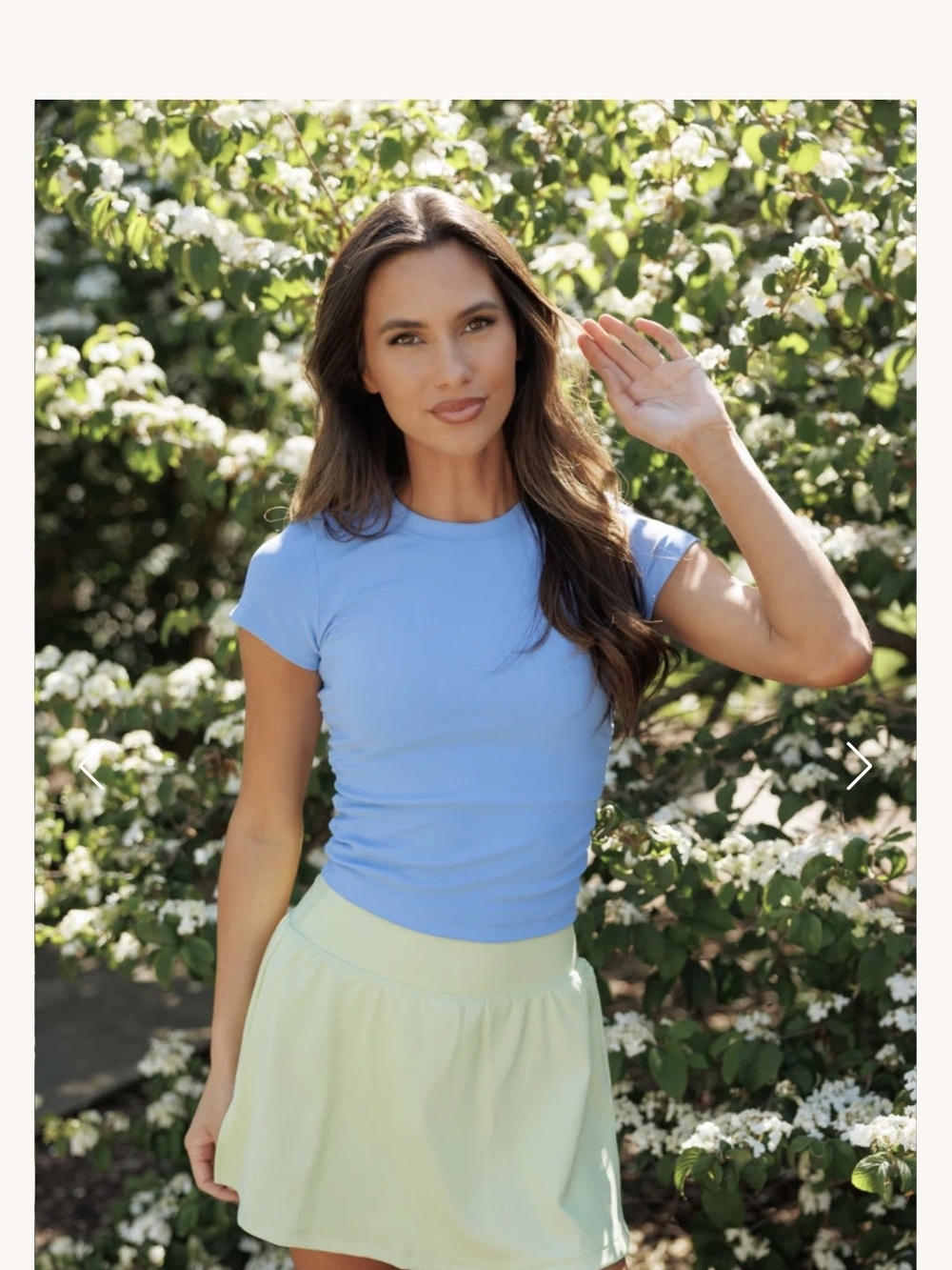 Salt Project Refine Ribbed Cinched Baby Tee in Daydream Blue Size XS NWT